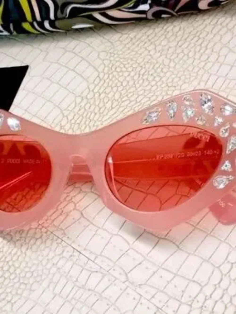 🔥 Emilio Pucci Embellished Pink Lined Edition Glasses NEW